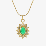 Emerald Green Sunflower Pendant Necklace