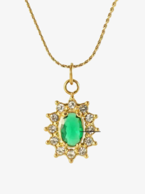 Emerald Green Sunflower Pendant Necklace