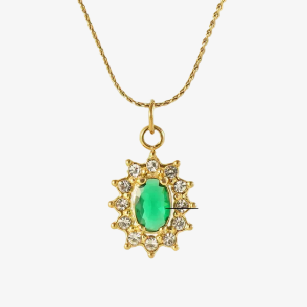Emerald Green Sunflower Pendant Necklace
