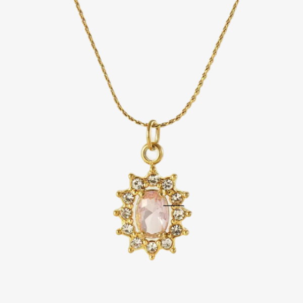 Princess Pink Sunflower Pendant Necklace
