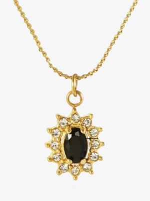 Black Sunflower Pendant Necklace