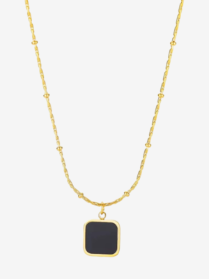 Black Square Pendant Necklace
