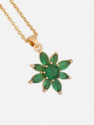Emerald Flower Pendant Necklace