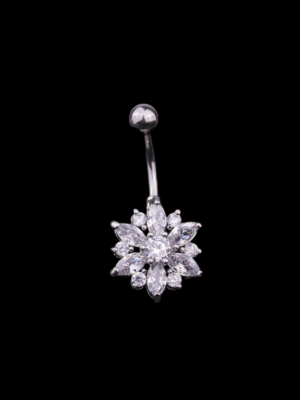 White Chrysanths Belly Ring