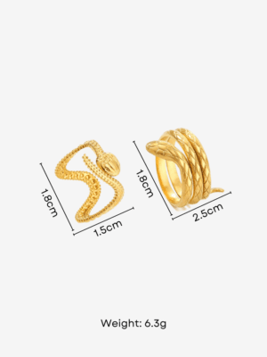 Haute Haus - KUNDALINI HARMONY OPEN ADJUSTABLE RINGS SET In Gold with dimensions