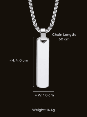 HAUTEHAUS-RBPN [Rectangular Bar Pendant Necklace, Steel with measurements]